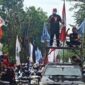 Aksi konvoi ribuan buruh di Batam upah minimum provinsi UMP dan UMK tahun 2022.
