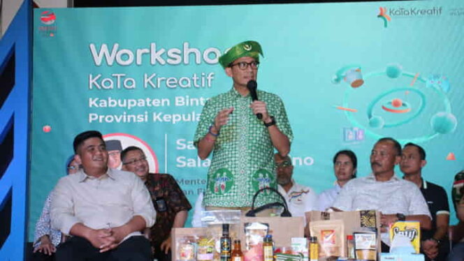 
					Menparekraf Sandiaga Uno menghadiri workshop Kabupaten Kota Kreatif di Bintan. Foto: Istimewa